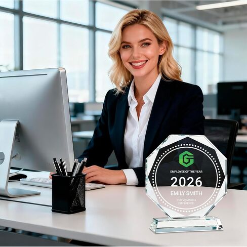 Personalized Trophy Award - Custom Trophy with Company Logo & Employee Name, Engraved Award for Corporate Recognition, Team Achievement, Leadership, Years of Service, Retirement in Kuwait