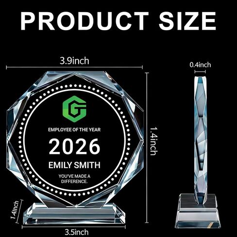 Personalized Trophy Award - Custom Trophy with Company Logo & Employee Name, Engraved Award for Corporate Recognition, Team Achievement, Leadership, Years of Service, Retirement in Kuwait
