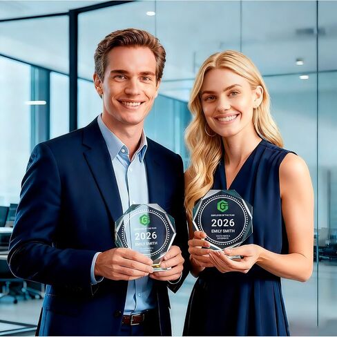 Personalized Trophy Award - Custom Trophy with Company Logo & Employee Name, Engraved Award for Corporate Recognition, Team Achievement, Leadership, Years of Service, Retirement in Kuwait