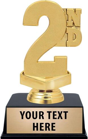 Crown Awards 2nd Place Trophies with Custom Engraving, 6" Personalized Second Place Award Trophy On Black Base in Kuwait
