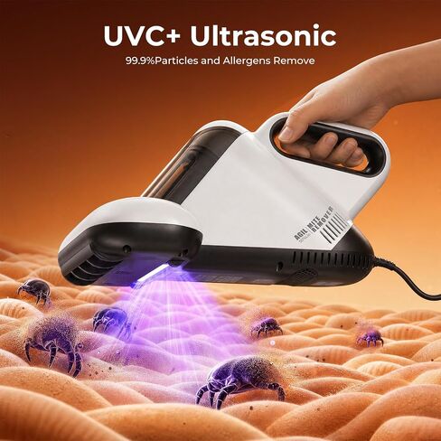 UV Mattress Vacuum Cleaner 16Kpa, Bed Vacuum with Smart Dust Sensor & HEPA Filter, 450W Couch Cleaner Machine for Pet Hair, Upholstery, Bed, Sofa Deep Cleaning in Kuwait