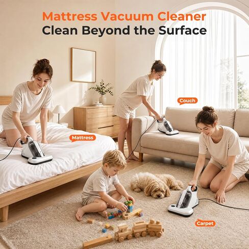UV Mattress Vacuum Cleaner 16Kpa, Bed Vacuum with Smart Dust Sensor & HEPA Filter, 450W Couch Cleaner Machine for Pet Hair, Upholstery, Bed, Sofa Deep Cleaning in Kuwait