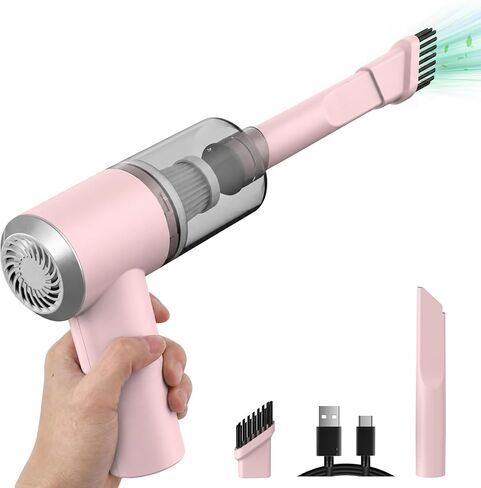 Auloea Portable Mini Car Vacuum Cleaner Pink, High Power Cordless(400g) Handheld Rechargeable Vacuum Cleaner for Desk V01 in Kuwait