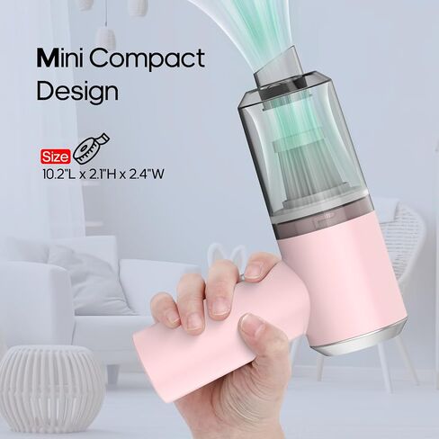 Auloea Portable Mini Car Vacuum Cleaner Pink, High Power Cordless(400g) Handheld Rechargeable Vacuum Cleaner for Desk V01 in Kuwait