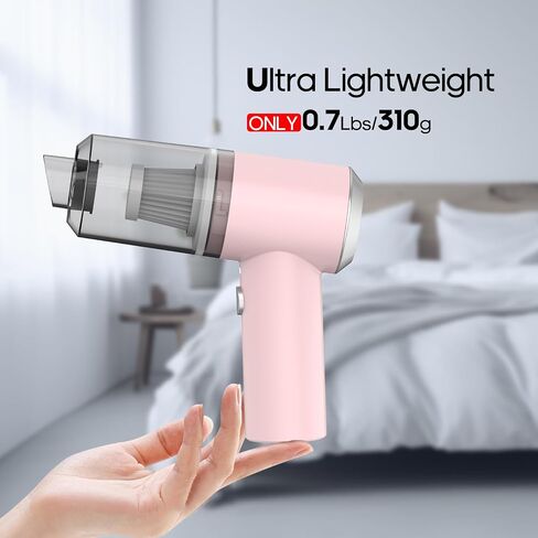 Auloea Portable Mini Car Vacuum Cleaner Pink, High Power Cordless(400g) Handheld Rechargeable Vacuum Cleaner for Desk V01 in Kuwait