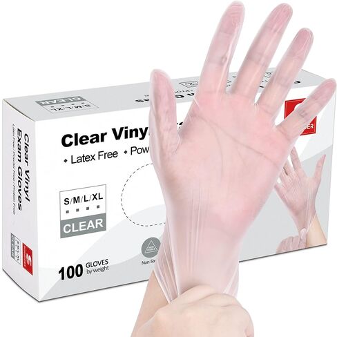 Vinyl Exam Gloves, 4-mil, Large, Clear 100-ct Box + Blue 100-ct Box in Kuwait