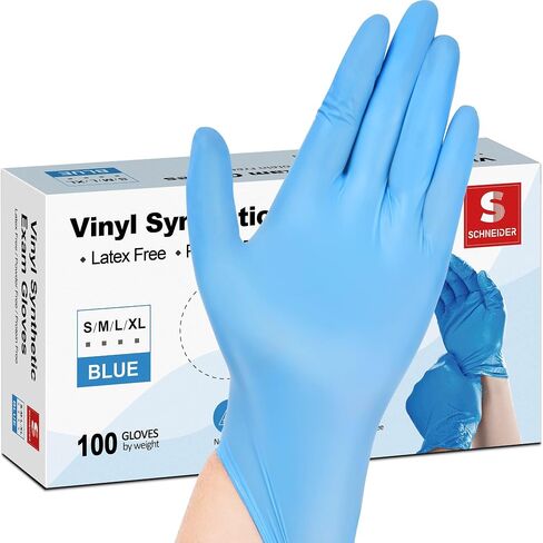 Vinyl Exam Gloves, 4-mil, Large, Clear 100-ct Box + Blue 100-ct Box in Kuwait