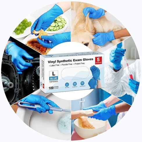 Vinyl Exam Gloves, 4-mil, Large, Clear 100-ct Box + Blue 100-ct Box in Kuwait