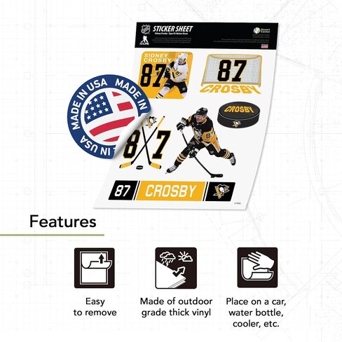 Desert Cactus Pittsburgh Penguins Sticker Team NHL National Hockey League Player Vinyl Decal Laptop Water Bottle Car Scrapbook (Type P2 - Sidney Crosby) in Kuwait