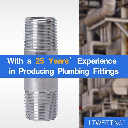 LTWFITTING الفولاذ المقاوم للصدأ 316 الأنابيب 2-1/2 بوصة طويلة الحلمة المناسب 1/2 بوصة ذكر NPT (حزمة من 2) in Kuwait