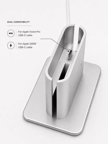 Workstation Dock Compatible with Apple Vision Pro — Aluminum Battery Stand with Cable Retention in Kuwait