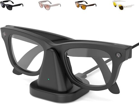 حامل شحن لقاعدة شحن Ray-Ban Meta | قاعدة شحن محمولة لـ Wayfarer، وHeadliner، وSkyler، وشاحن Meta Glasses مع مزامنة التطبيقات، وكابل 3.3 قدم للمكتب وجانب السرير in Kuwait