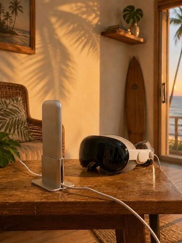 Workstation Dock Compatible with Apple Vision Pro — Aluminum Battery Stand with Cable Retention in Kuwait
