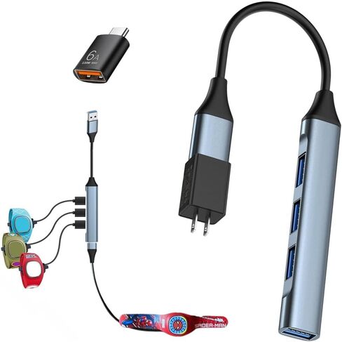 شاحن متعدد لـ MagicBand+ وMagic Band، مركز شحن 4 في 1 مع محول طاقة، شاحن معصم سحري لسماعات حلقة حزام الساعة الذكية وسماعات الأذن in Kuwait