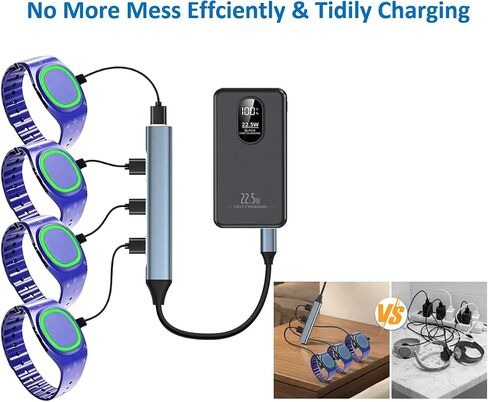 شاحن متعدد لـ MagicBand+ وMagic Band، مركز شحن 4 في 1 مع محول طاقة، شاحن معصم سحري لسماعات حلقة حزام الساعة الذكية وسماعات الأذن in Kuwait