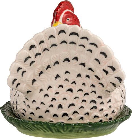 Creative Co-Op Stoneware Vintage Reproduction Hen Shaped Butter Dish, Multicolor in Kuwait