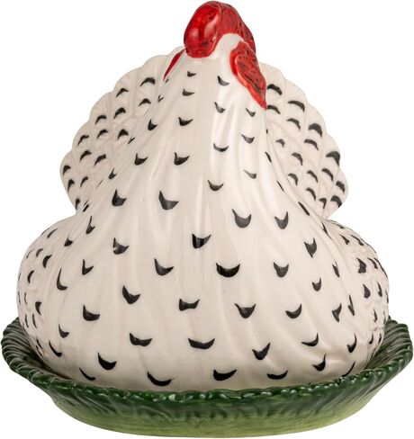Creative Co-Op Stoneware Vintage Reproduction Hen Shaped Butter Dish, Multicolor in Kuwait