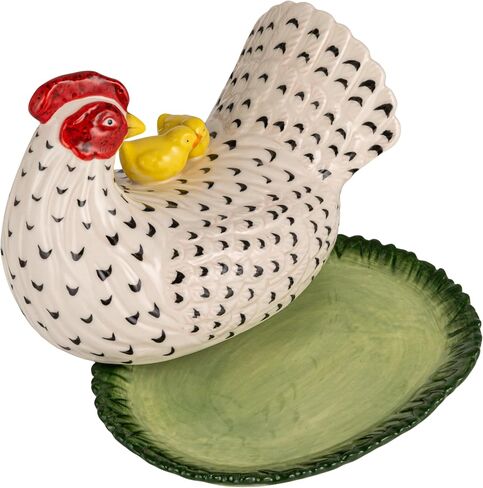 Creative Co-Op Stoneware Vintage Reproduction Hen Shaped Butter Dish, Multicolor in Kuwait