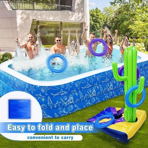 ألعاب Nattork Pool - ألعاب Pool Cornhole & Ring Toss 2in1 للبالغين والعائلة - 6 أكياس فول مع أكياس مرساة لجانب حمام السباحة والفناء الخلفي - لعبة حلقة السباحة الصيفية المحمولة القابلة للنفخ in Kuwait