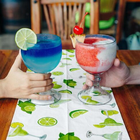 Breling 6 Pcs Plastic Margarita Party Table Runner Margs and Matrimony Bachelorette Decor Waterproof Themed Party Decorations 13 x 108 Inch Table Cloth Runner Entertainment for Mexican Taco Bar in Kuwait