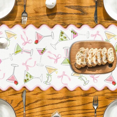 A Tini Bit Older Birthday Table Runner Pink Glitter Bow Ribbon Kitchen Dining Table Centerpiece Espresso Martini Decor A Tiny Bit Older Decorations for Girls Women Bachelorette Party in Kuwait