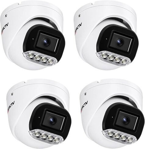 MWRCTV 8MP PoE IP Camera,Turret Smart Dual Light Security Camera(4 PCS) | Full Metal Case,2.8mm Wide Angle Lens,H.265,Built-in Mic, IP66,Smart Color Night Vision,Add-on Cam Work With NVR/RTSP in Saudi Arabia