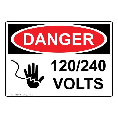 ComplianceSigns.com Danger 120/240 Volt OSHA ملصق أمان، 5x3.5 بوصة. 4 عبوات من الفينيل للكهرباء in Kuwait