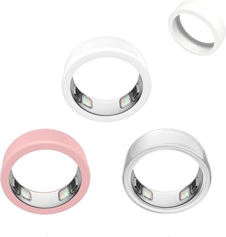 [3 Pack] Case for Oura Ring 5,NOUKAJU Ring Protective Cover,Drop-Proof,Scratch-Proof,M(Size 9-11),Silicone Protective Cover for Oura Ring 5(White+Pink+Clear White) in Kuwait