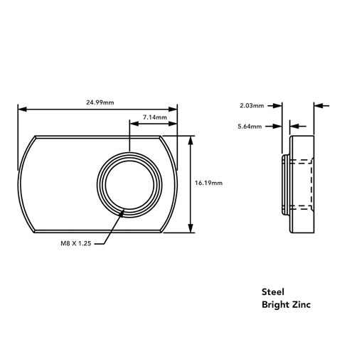 8020, 40-1981, 40 Series M8 Offset Threaded Slide in Economy T-Nut Steel T-Slot Accessories for 80/20 Aluminum 40mm Extrusion Hardware Nuts (25 Pack) in Kuwait