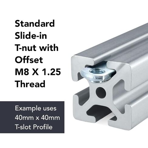 8020, 40-1981, 40 Series M8 Offset Threaded Slide in Economy T-Nut Steel T-Slot Accessories for 80/20 Aluminum 40mm Extrusion Hardware Nuts (25 Pack) in Kuwait