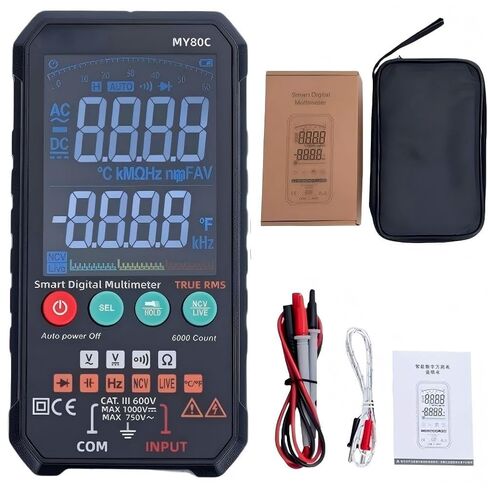Digital Multimeter with VA Color Display, 6000 Counts True RMS Volt Amp Ohm Tester, Smart Auto-Ranging Electrical Meter for Home and Automotive Repair in Kuwait