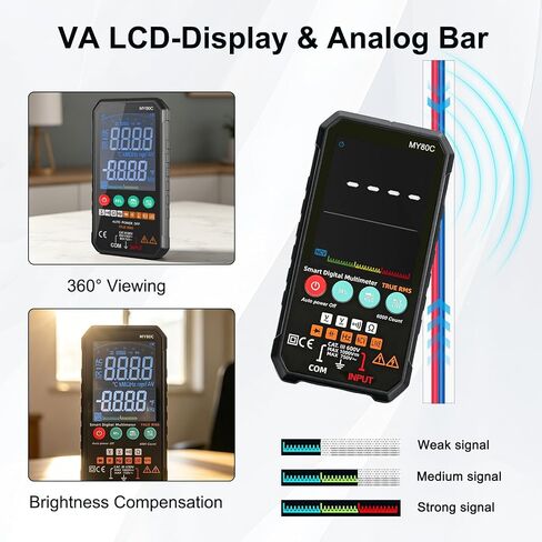 Digital Multimeter with VA Color Display, 6000 Counts True RMS Volt Amp Ohm Tester, Smart Auto-Ranging Electrical Meter for Home and Automotive Repair in Kuwait