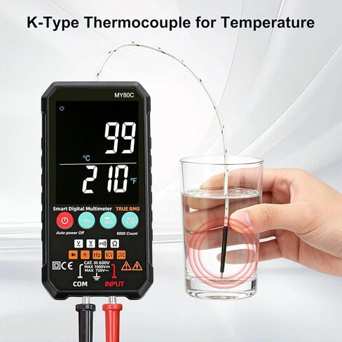 Digital Multimeter with VA Color Display, 6000 Counts True RMS Volt Amp Ohm Tester, Smart Auto-Ranging Electrical Meter for Home and Automotive Repair in Kuwait