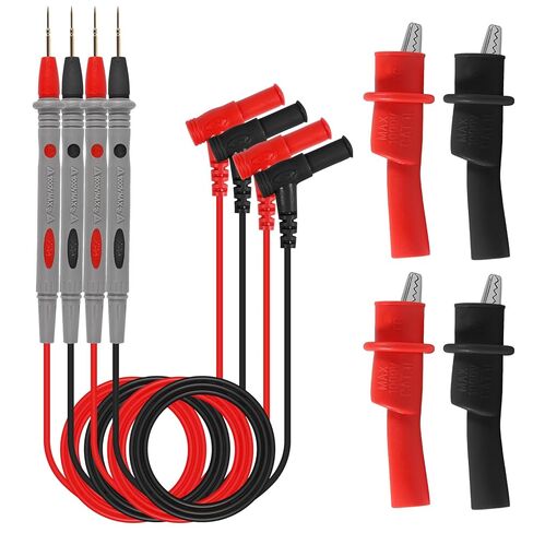 2PCS 1000V 20A Multimeter Test Probe Lead & 4PCS 1000V 10A Safety Alligator Clips, Soft Silicone Electrician Test Leads Kit Multimeter Electronic Clamp Meter in Kuwait