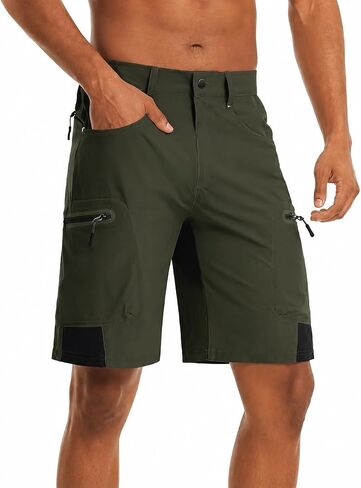 Men's Breathable Quick-Dry Cycling Shorts with Multiple Pockets (Military Green) in Kuwait
