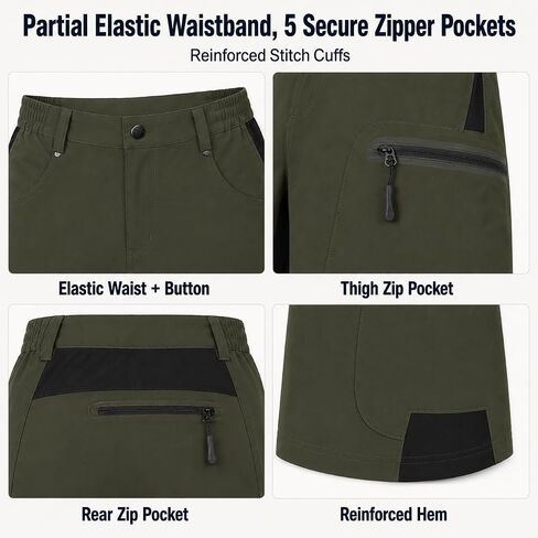 Men's Breathable Quick-Dry Cycling Shorts with Multiple Pockets (Military Green) in Kuwait