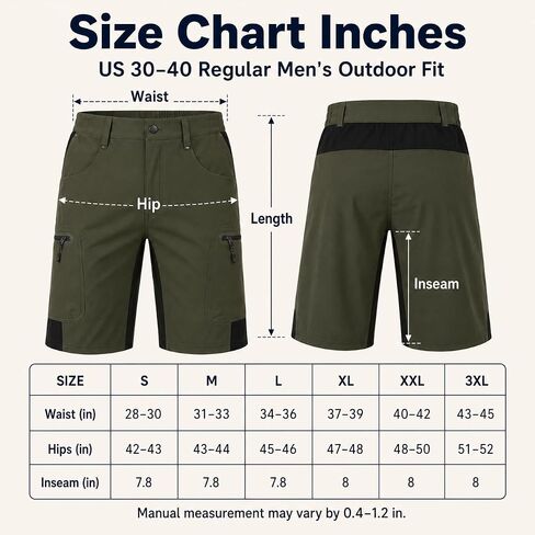 Men's Breathable Quick-Dry Cycling Shorts with Multiple Pockets (Military Green) in Kuwait