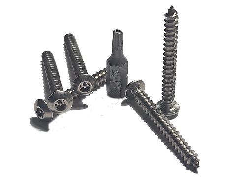 #8 x 1-1/2" - 25 Pack - Torx w/Pin Tamper Proof Security Button Head Sheet Metal Screws 18-8 Stainless Steel, T15 bit Included in Kuwait