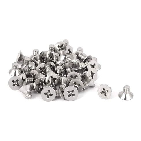 50 Pcs M4-0.7x6mm Flat Head Machine Screws, Phillips Cross Screw, Phillips Drive，304 Stainless Steel, Fasteners Bolts，Countersunk Machine Screws in Kuwait