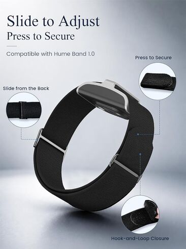 BlackPro Elastic Nylon Band Compatible with Hume Band Replacement Strap, Soft Breathable Adjustable Loop WristBand for Hume Band 1.0 Strap for Hume Health Fitness Tracker Wristband Women Men in Kuwait