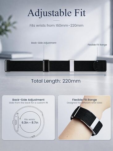 BlackPro Elastic Nylon Band Compatible with Hume Band Replacement Strap, Soft Breathable Adjustable Loop WristBand for Hume Band 1.0 Strap for Hume Health Fitness Tracker Wristband Women Men in Kuwait