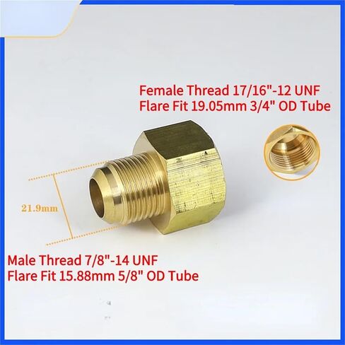 45 Deg SAE Flare Fit 1/4" 3/8" 1/2" 3/4" OD Tube Reducer Bushing Transfer Brass Pipe Fitting Connector Adapeter Air Conditioner(19.02mmF To 15.88mmM) Plumbing Fittings in Kuwait