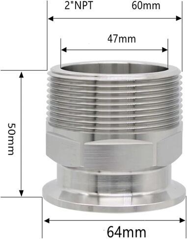 1/4" 3/8" 1/2" 3/4" 1" -4" NPT Male x 0.5" 0.75" 1.5" 2" -4" Tri Clamp Connector Pipe Fitting 304 316L Stainless Steel(2-NPT-K64,SUS316L) Plumbing Fittings in Kuwait