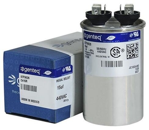 GE - 15 uF MFD x 440 VAC Genteq استبدال مكثف مستدير # C415R / 97F9626 | تشغيل الجولة in Kuwait