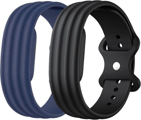 عبوتان من أربطة السيليكون المتوافقة مع Google Fitbit Air Band، أشرطة رياضية ناعمة قابلة للتنفس وقابلة للتعديل لتتبع اللياقة البدنية بدون شاشة من Fitbit Air، سوار معصم مقاوم للعرق والماء للرجال والنساء in Kuwait