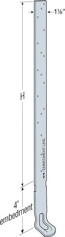 Simpson Strong-Tie HETA20 Heavy Embedded Truss Anchor - 20-in. Zinc Galvanized 16-Gauge Steel Build, Embedment Line for Accurate Depth, Load-Rated for Wind & Seismic Forces in Kuwait