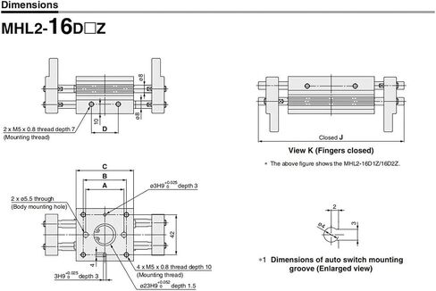 MHL2 10D 16D 20D 25D 32D 40D1 2 قابض هوائي مزدوج التمثيل قابض هوائي من النوع العريض أسطوانة متوازية Al Clamps تتحمل 10-40 مم (MHL2-25D2) in Kuwait
