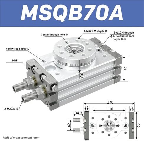 MSQB70A MSQB70R MSQB100R MSQB100A اسطوانة هوائية دوارة MSQB50R قابل للتعديل 0-190 درجة (MSQB70A) in Kuwait