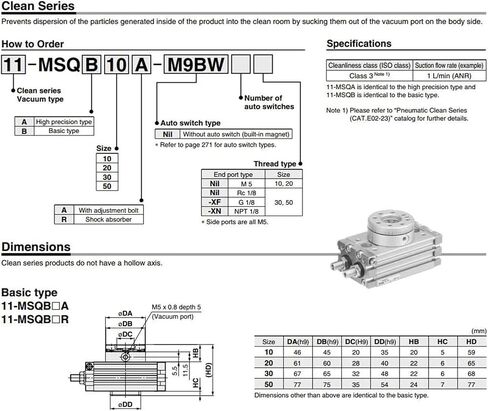 MSQB70A MSQB70R MSQB100R MSQB100A اسطوانة هوائية دوارة MSQB50R قابل للتعديل 0-190 درجة (MSQB70A) in Kuwait