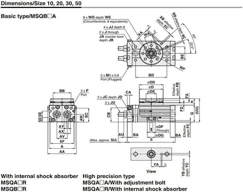 MSQB70A MSQB70R MSQB100R MSQB100A اسطوانة هوائية دوارة MSQB50R قابل للتعديل 0-190 درجة (MSQB70A) in Kuwait